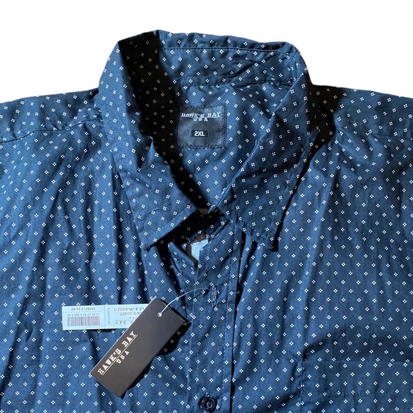 Hawks Bay USA mens button down short sleeve, size 2XL navy blue New NWT. - Picture 6 of 12